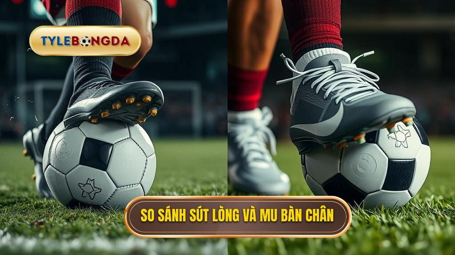 Bảng so sánh giữa sút bằng lòng bàn chân và mu bàn chân